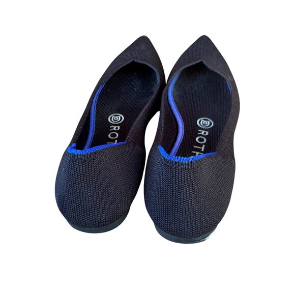 Rothys Womens Pointed Toe Flats Black W7 EU 37.5 Washable Knit Sustainable Shoes - Picture 7 of 9